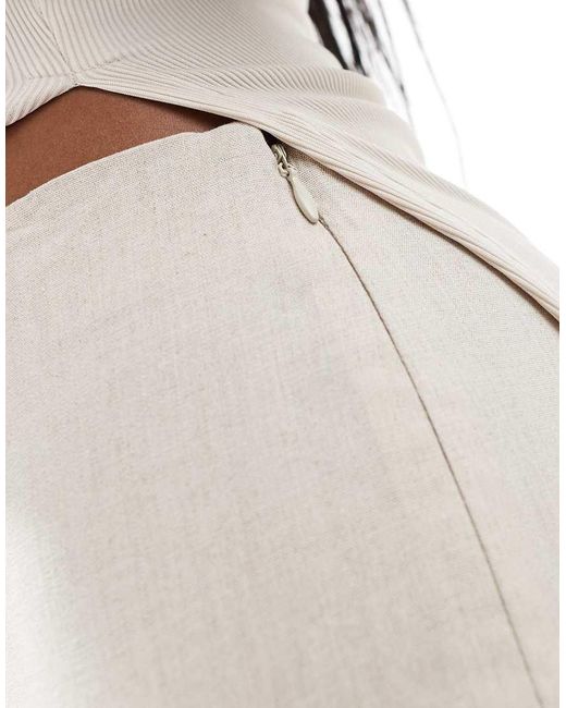 Mango White Pull On Stretch Linen Trousers