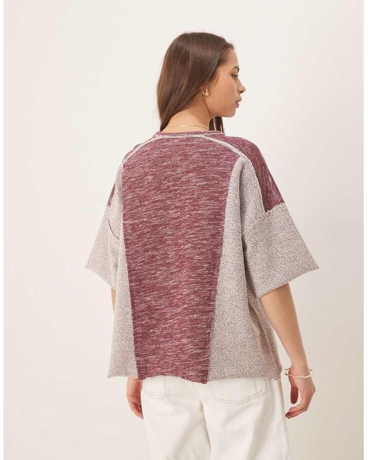 Felpa Leggera Squadrata Oversize Bordeaux Testurizzata Mista di ASOS in Brown