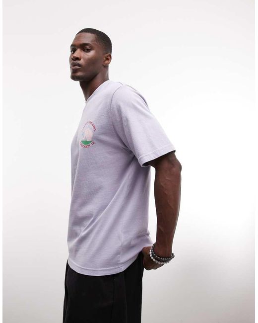 Stan Ray Purple Elephant Graphic Back Print Short Sleeve T-shirt for men