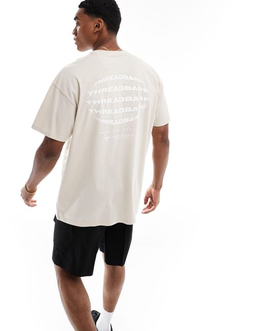Threadbare Natural Oversized Back Print Logo T-shirt for men
