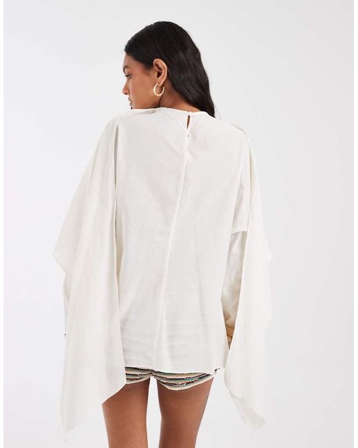 ASOS White Chiffon Scarf Detail Sheer Blouse