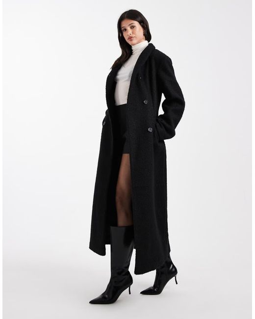 ASOS Black Asos Design Tall Sculpted Bouclé High Neck Formal Coat