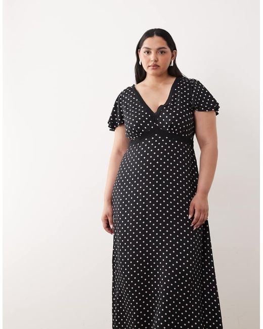 Nobody's Child Black V-neck Lace Trim Open Back Midi Dress