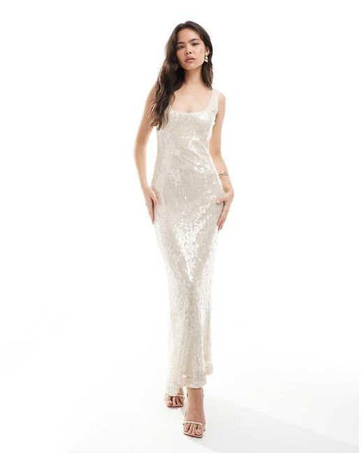 New Look White Sequin Embellished Midi Dress