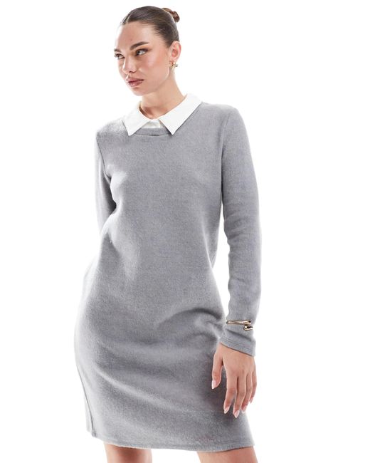 Vero Moda Gray – kurzes 2-in-1-strickkleid