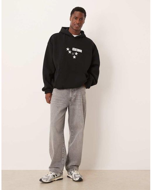 ASOS Natural Extreme Oversized Hoodie With Front And Back Text Print for men