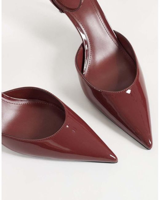 Mango Brown Ankle Strap Heeled Court Shoe