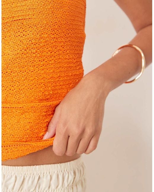 ASOS Orange Crochet Semi Sheer Longline Bandeau Top