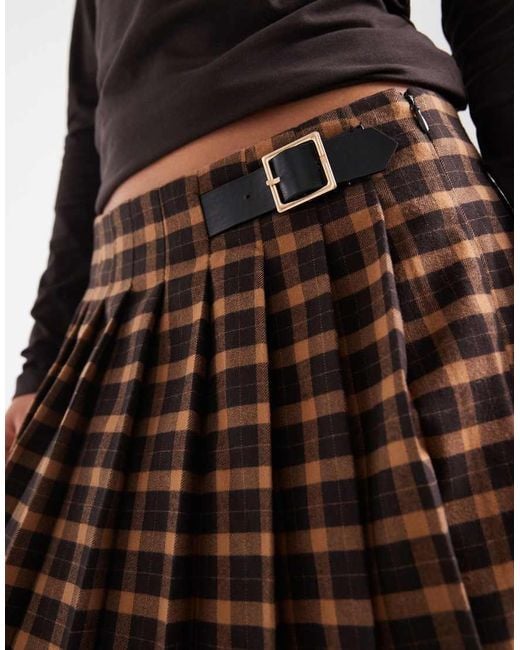 ONLY Brown Pleated Mini Skirt With Belt Detail