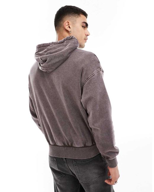 ADPT Gray Oversized Acid Wash Hoodie for men