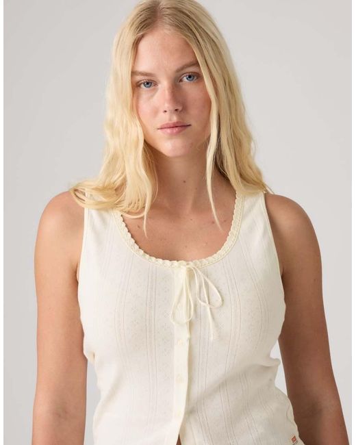 Levi's Blue Dry Goods Pointelle Lace Tank Top