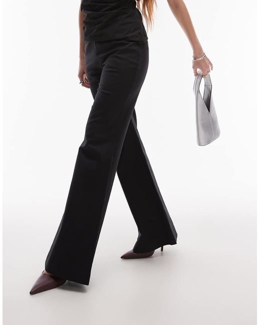 & Other Stories Stretchbroek Met Hoge Taille, Uitlopende Pijpen En Naad Aan De Voorkant in het Black