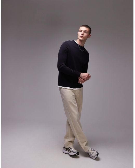 ARKET Black Merino Wool Jumper With Crew Neck for men