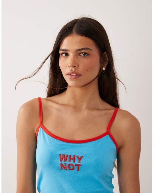 ASOS Why Not Embroidered Cami Top & Shorts With Star Embroidery Pyjama Set