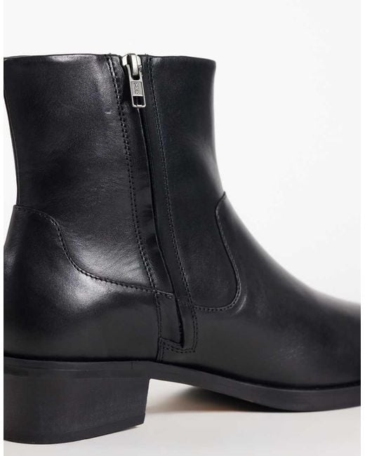 ASOS Black Zip Up Boots With Cuban Heel for men