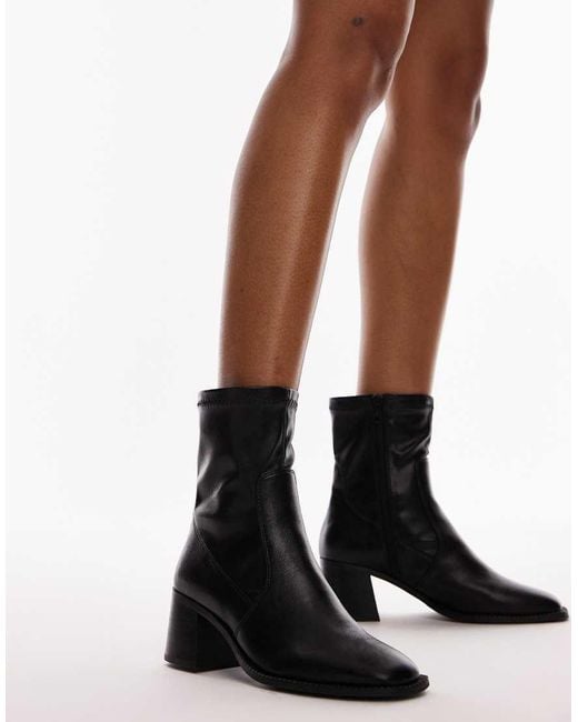 Botines Negros De Tacón Grueso Nicola De Wide Fit TOPSHOP de color Black