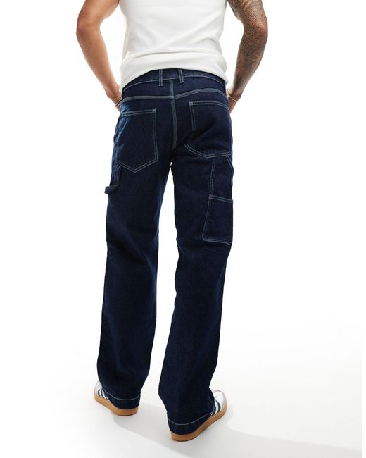 Denim Project Blue Straight Leg Workwear Denim Jeans for men