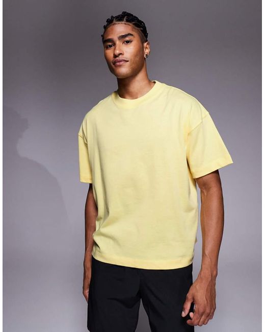 4505 Cropped Trainingsshirt Van Zwaar Katoen Met Rechte Pasvorm En Sneldrogende Afwerking in het Yellow voor heren