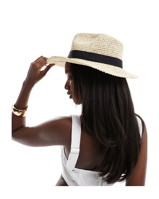 Sombrero fedora plegable ASOS de color Natural