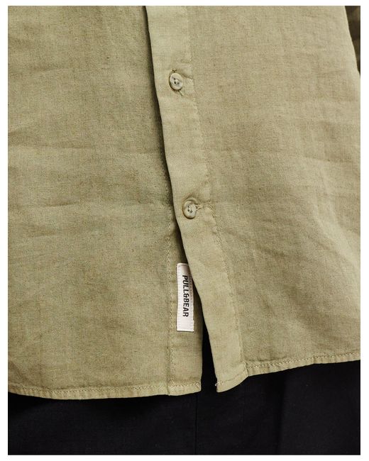 Chemise à col officier effet lin - vert Pull&Bear pour homme en coloris Green