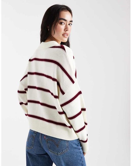 ASOS White Knitted Stripe Polo