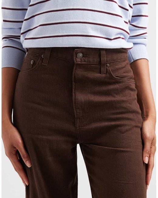 Levi's Brown Ribcage Wide Leg Linen Trousers