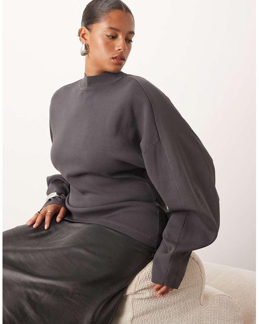 ARRANGE Gray Curve Hybrid Sculpted Sleeves Maxi Dress