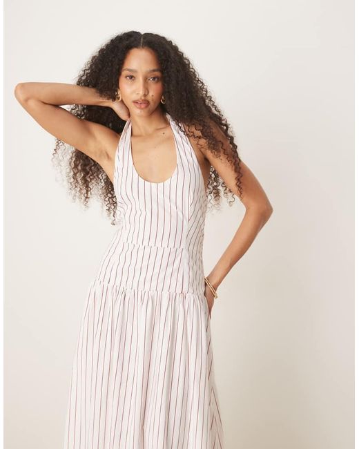 Glamorous Natural Drop Waist Halterneck Maxi Dress