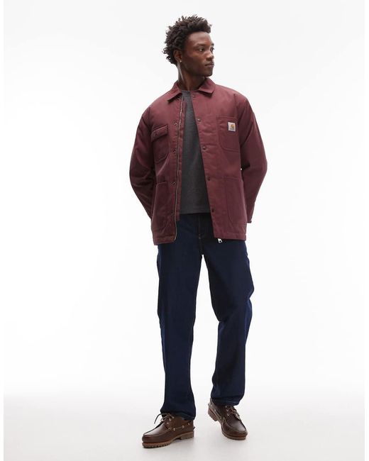 Carhartt Red Leroy Water Resistant Chore Coat for men