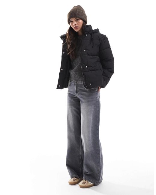 Pimkie Black Padded Hooded Coat With Drawstring Hood