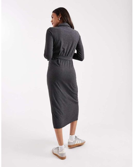 Mama.licious Blue Mamalicious Maternity Jersey Rib Nursing Friendly Polo Detail Midi Dress