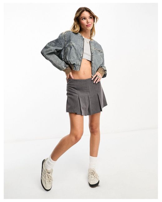 Bershka Denim Bomber Jacket in Gray Lyst