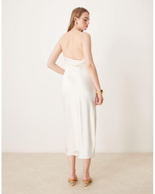 Abercrombie & Fitch Bridal Pearl Strap Slip Maxi Dress in Natural | Lyst Abercrombie & Fitch Bridal Pearl Strap Slip Maxi Dress in Natural | Lyst