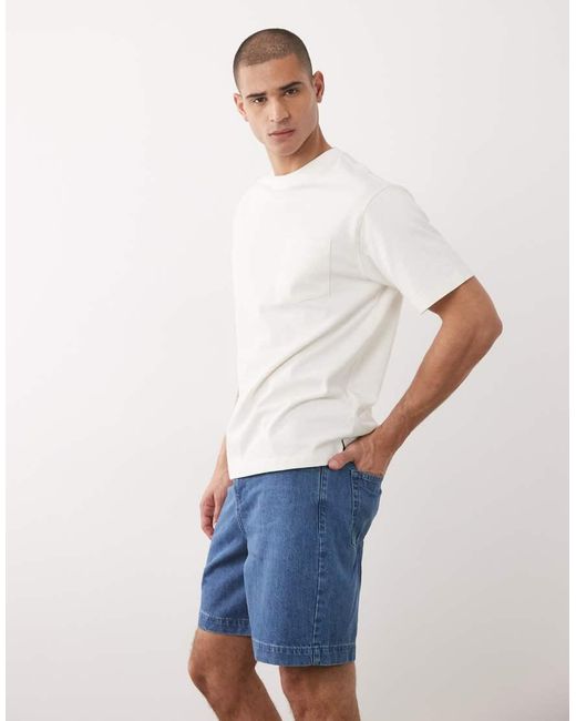ASOS White Mid Length Denim Jorts for men