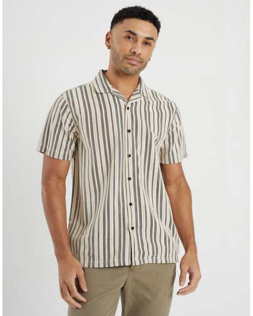 Brave Soul White Striped Woven Shirt for men