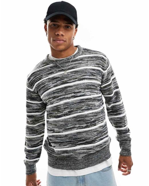 Brave Soul Gray Textured Stripe Jumper for men