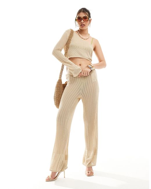 X cenit - nadir - crop top monospalla all'uncinetto sottile beige di Something New in Natural