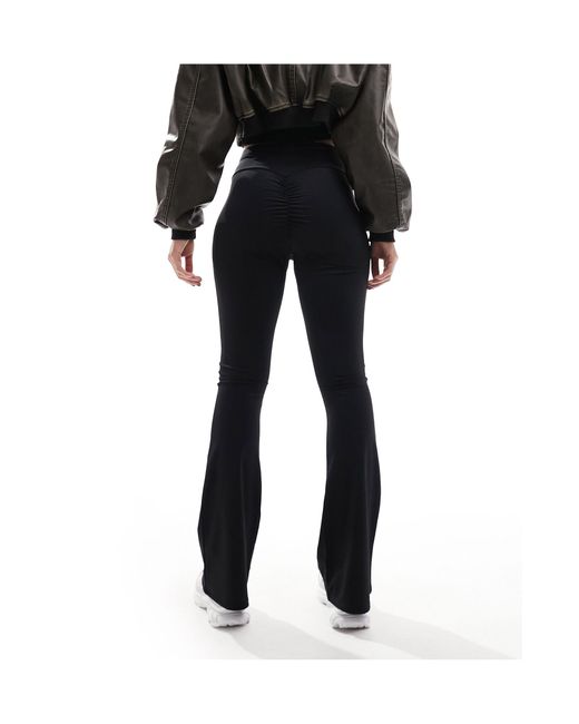 ASOS Black High Waist Flare Pants With Back Ruched Seam