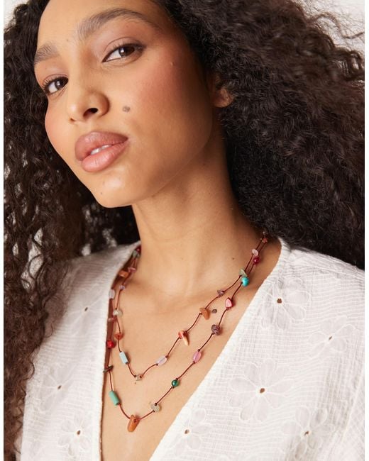ASOS Black Multirow Long Necklaces With Chipping Detail