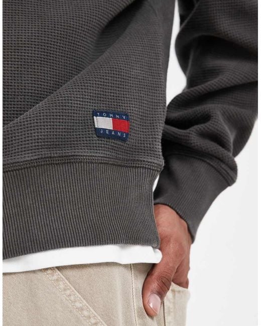 Tommy Hilfiger Gray Waffle Texture Relaxed Fit Sweatshirt for men