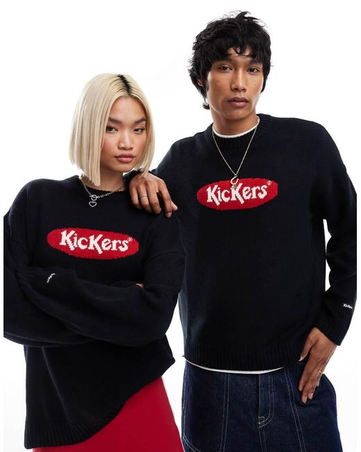 Kickers Black Unisex Classic Knitted Jumper With Jacquard Logo Detail