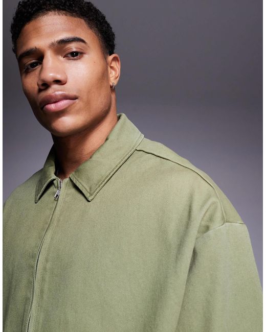ASOS Green Boxy Harrington Jacket for men