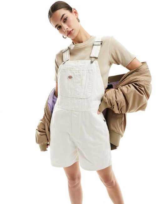 Dickies White Duck Canvas Short Dungarees