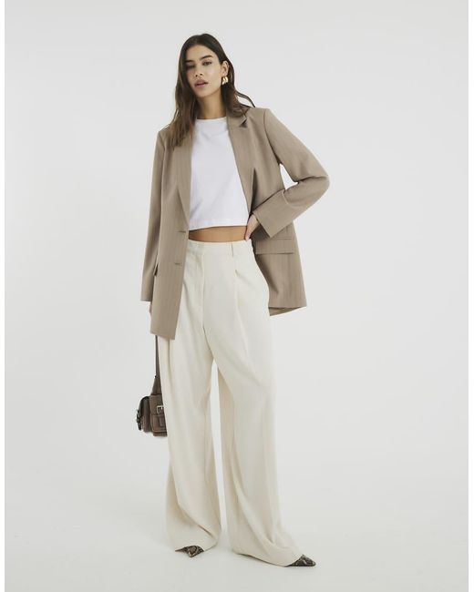 River Island White Soft Wide Leg Trousers