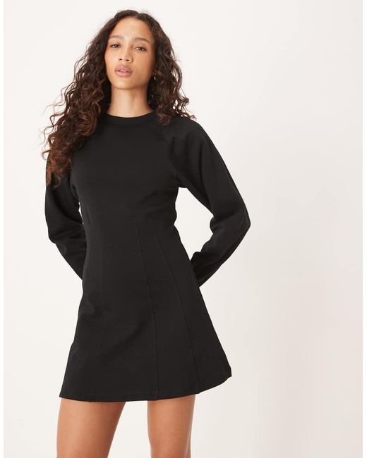 ASOS Black Seam Detail Mini Sweat Dress