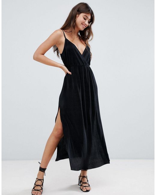 black cami wrap dress