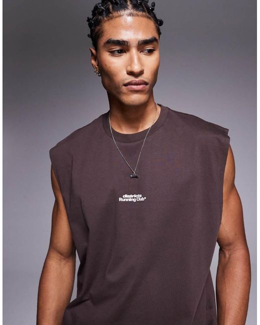 Canotta Oversize Squadrata Con Stampa Grafica di ASOS in Blue da Uomo