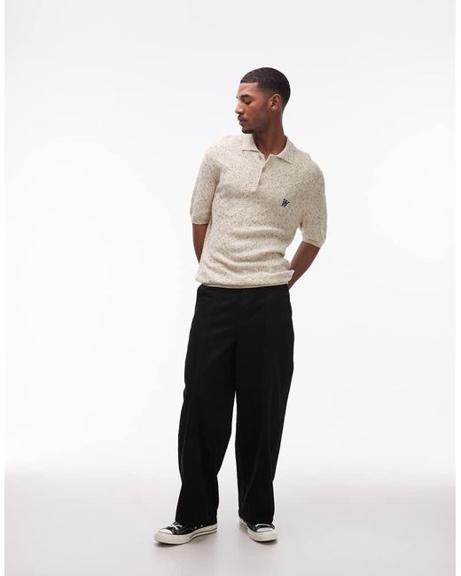 DOUBLE A by WOOD WOOD Natural Lamin Knit Polo Shirt for men