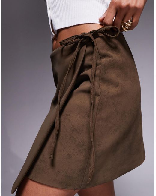 ASOS Blue Faux Suede Wrap Mini Skirt