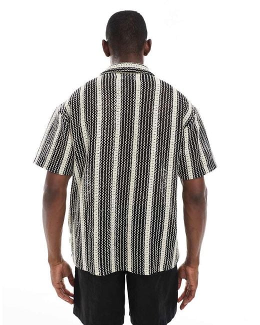 Camisa Negra A Rayas De Croché De Jack & Jones de hombre de color Gray